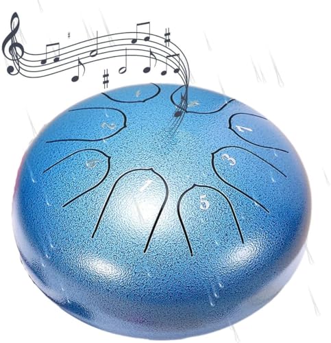 Rain Drum for Outdoor Garden, 8 Notes 6 Inch Chakra Drum for Rain, Steel Tongue Drum, Outside Musical Rain Drum For Garden, Mini Handpan Drum Instrument (blue) von Caduola