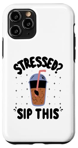 Hülle für iPhone 11 Pro Stressed Sip This Coffein Drinking Iced Coffee Lover von Caffeine Drinking Coffee Lover Gifts