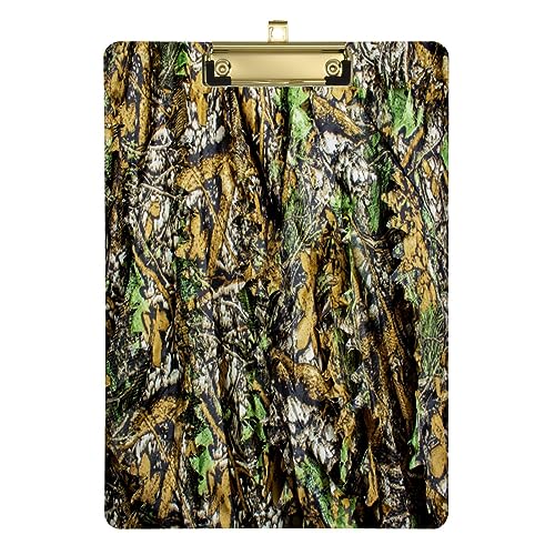 Foto Jagd Wald Camouflage strukturiertes Tuch Acryl Klemmbrett A4/Briefgröße Klemmbretter mit niedrigem Profil Clip für Frauen, Männer, Mädchen, Jungen, Kinder, Lehrer, Business, Klassenzimmer, 30,5 x von Caihoyu