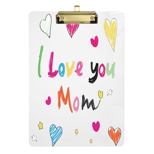 Mothers's Day I Love You Mom clipboard Slim Waterproof for Homework Pediatric Size 9 x 12 von Caihoyu