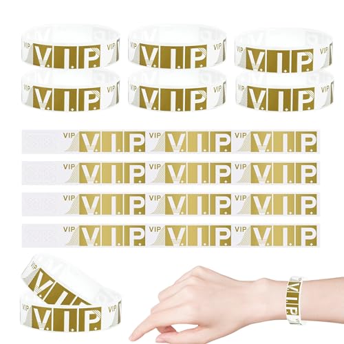 200 Stk Golden Eintrittsbänder Mit VIP 25cm x 1.9cm Vip Einlassbänder Wasserdichte Eintrittsarmbänder Nicht Leicht Zu Reißen Für Veranstaltungen Papier Eintrittsbänder VIP Für Partys Vergnügungsparks von Caldamn