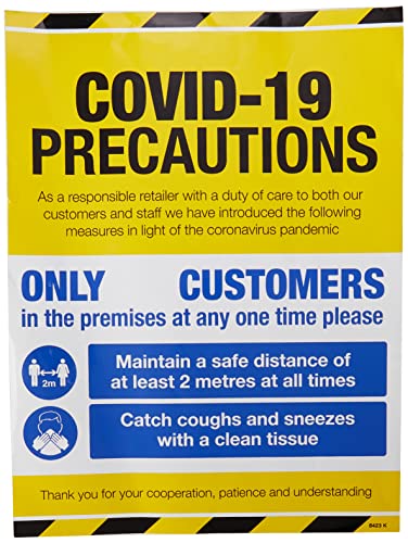 COVID 19 Precautions – Schaufenster-Schild COVID 19 Precautions – Schaufenster-Schild von Caledonia Signs