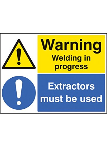 Caledonia Schilder 14527 K ACHTUNG Schweißen in Progress sauglüftern, verwendet werden muss Sign, 400 mm x 300 mm, starrer Kunststoff von Caledonia Signs