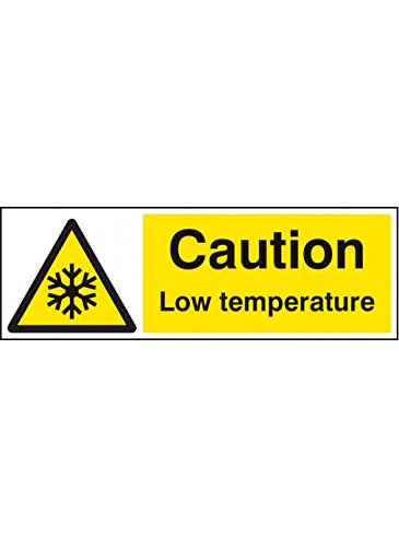 Caledonia Signs 24483G Warnschild, Aufschrift "Caution Low Temperature", selbstklebend, Vinyl, 300 mm x 100 mm von Caledonia Signs