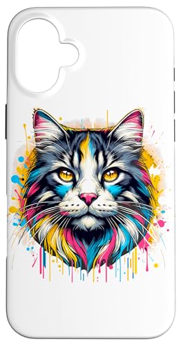 Hülle für iPhone 16 Plus Farbenfrohe Splash Art California Spangled von California Spangled Cat Lover Gifts