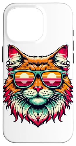 Hülle für iPhone 16 Pro Retro Sonnenbrille California Spangled von California Spangled Cat Lover Gifts