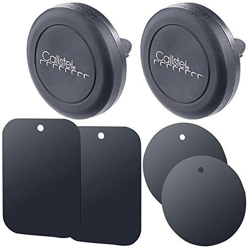 Callstel Handyhalter Magnet: 2er-Set Mini-Kfz-Smartphone-Halterungen für Lüftungsgitter (Handy Magnet, Magnet Handy Halterung, Magnetische Handyhalterung) von Callstel