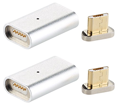 Callstel Magnet-Ladekabel-Adapter: Magnetischer Micro-USB-Adapter für Lade- & Datenkabel, Silber, 2er-Set (Micro-USB Magnetladekabel, Micro-USB Magnet Adapter Ladekabel, Magnetstecker für Handy) von Callstel