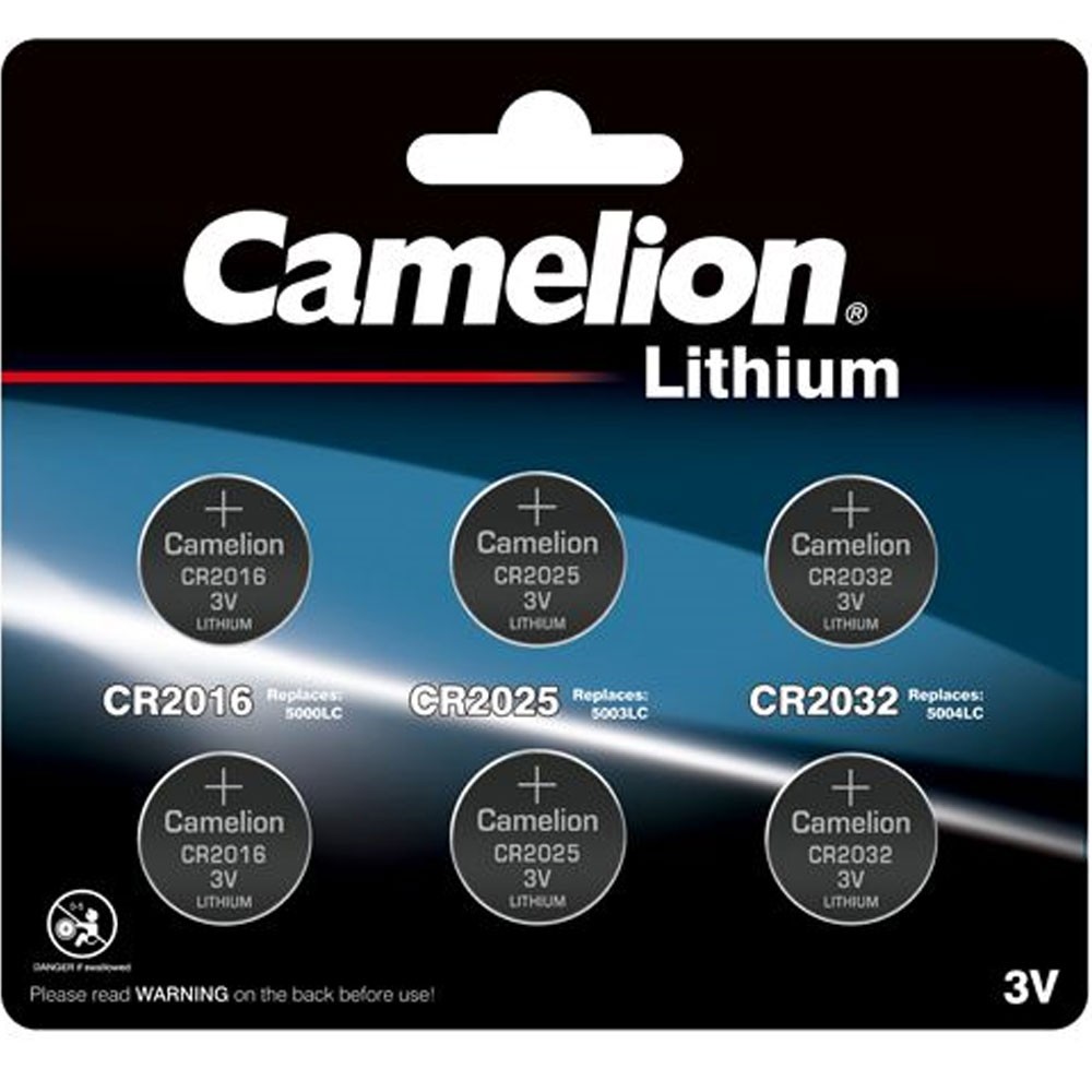 Set bestehend aus je 2 Stück Lithium CR2032, CR2025 und CR2016, bis zu 10 Jahre lagerfähig von Camelion