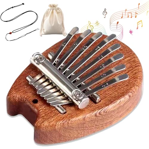 8 Key Exquisite Finger Thumb Piano, Symtmetry 8 Key Finger Harp, Mini Thumb Piano for Adults Beginner, Marimba Musical Good Accessory Pendant Gift (Chinchilla, Brown) von Camic