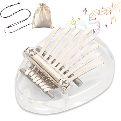 8 Key Exquisite Finger Thumb Piano, Symtmetry 8 Key Finger Harp, Mini Thumb Piano for Adults Beginner, Marimba Musical Good Accessory Pendant Gift (Ellipse, Crystal) von Camic