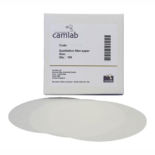 Camlab Filterpapier der Güteklasse 118 [5], sehr langsame Filterung, 110 mm Durchmesser 110 mm, 100er-Packung, 1171100 von Camlab