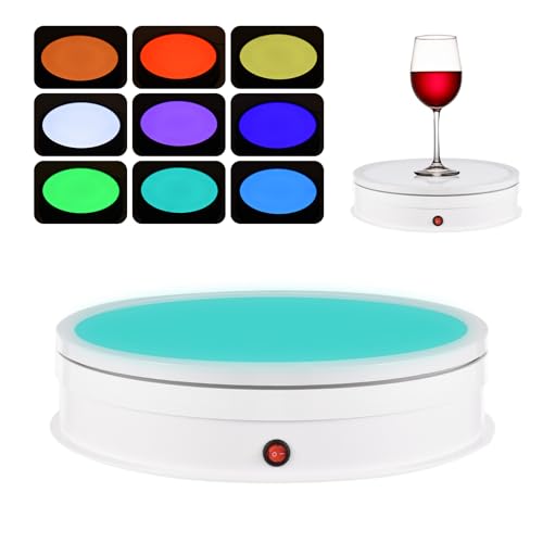 Camnoon 30 cm/11,8 Zoll motorisierter drehbarer Displayständer mit RGB-Licht-Displaybasis 360° drehbarer, 60 kg Tragkraft mit Fernbedienung für Produktdisplays Live-Videoshows(Schwarz) von Camnoon