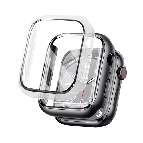 Hard Hülle mit Glas Displayschutz für Apple Watch SE (2022/2020)/6/5/4 40mm, Rundum Schutzhülle HD PC Schutz Case für iWatch SE 40mm,2-Stück Hülle für Apple Watch SE 6/5/4 40mm,Schwarz+Silbrig von Camokia