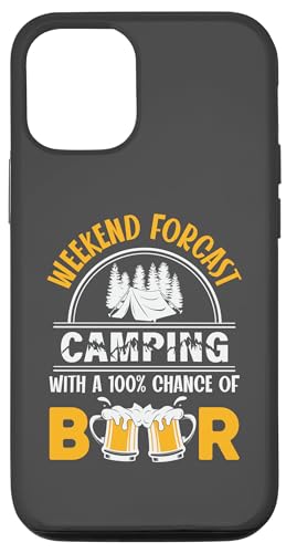 Hülle für iPhone 14 Pro Wochenendvorhersage Camping mit einer 100-prozentigen Chance auf Bier von Camping Hiking Outdoors Nature Adventure Camper