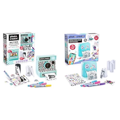 CANAL TOYS INSTANT Retro Camera and Photo Creator CLK017- Taschendrucker-Set für Smartphone mit Markern, Aufklebern und Thermopapierrollen, 1 tragbarer Drucker, blau von Canal Toys