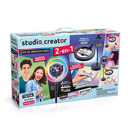 Canal Toys Creator-Studio 2-in-1 Videoleuchte mit mehrfarbigem LED-Ring, Halterung mit doppelter Funktion, horizontal und vertikal, INF 027 von Canal Toys