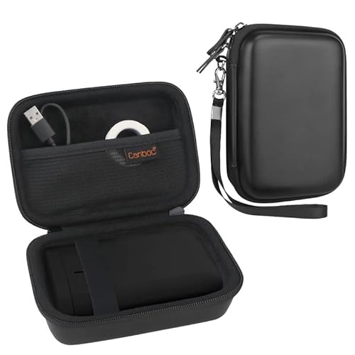 Canboc Hartschalen-Tragetasche für NIIMBOT D11 tragbaren Bluetooth-Handheld-Etikettendrucker, Netztasche passend für NiiMbot D11 Etikettenband und USB-Kabel oder anderes Zubehör, schwarz + schwarz von Canboc