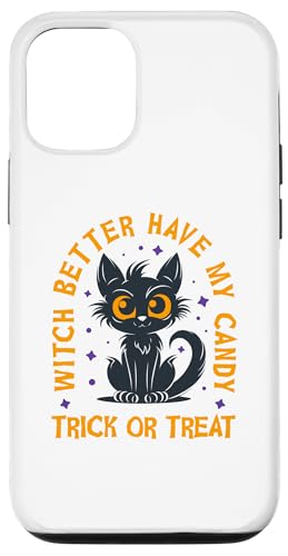 Hülle für iPhone 12/12 Pro Halloween-Katze, Hexe besser meine Süßigkeiten, Trick oder Treat von Candis Raechelle Designs