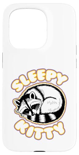 Hülle für iPhone 15 Pro Sleepy Kitty, Waschbär von Candis Raechelle Designs