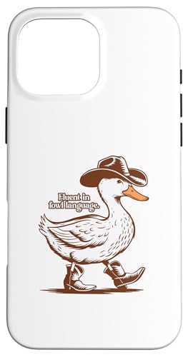 Hülle für iPhone 16 Pro Max Cowboy-Ente, fließend in Geflügelsprache. von Candis Raechelle Designs