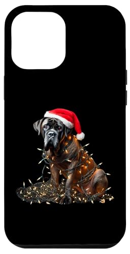 Hülle für iPhone 12 Pro Max Cane Corso mit Weihnachtsmütze und Weihnachtsbeleuchtung Besitzer von Cane Corso Christmas Products