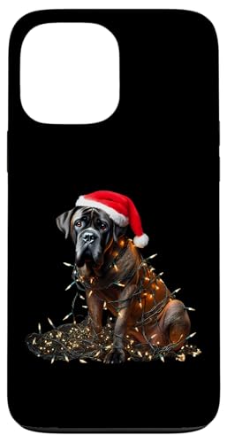 Hülle für iPhone 13 Pro Max Cane Corso mit Weihnachtsmütze und Weihnachtsbeleuchtung Besitzer von Cane Corso Christmas Products