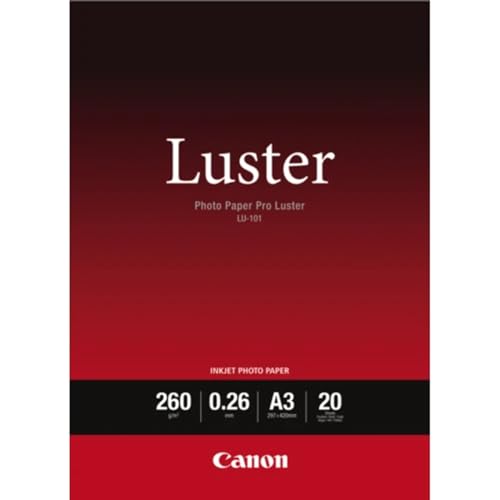 CANON LU-101 Fotopapier, A3/297 x 420 mm/260 g/glänzend/20 Blatt (6211B007) von Canon