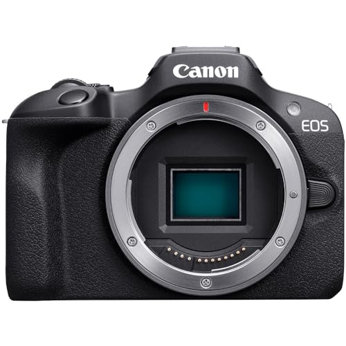 Canon EOS R100 Systemkamera Gehäuse (Spiegellose Digitalkamera mit Autofokus, 4K Videokamera, 24,1 Megapixel, Motiverkennung für Augen, WLAN, Bluetooth, Kompatibel mit Canon RF Objektiven) schwarz von Canon