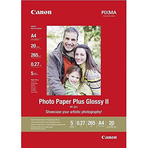 Canon Fotopapier PP-201 glänzend weiß - DIN A4 20 Blatt für Tintenstrahldrucker - PIXMA Drucker (265 g/qm) 2311B019 von Canon