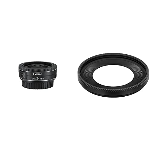 Canon Objektiv EF-S 24mm F2.8 STM Pancake für EOS (Festbrennweite, 52mm Filtergewinde), schwarz & 5182B001 Gegenlichtblende ES 52 von Canon