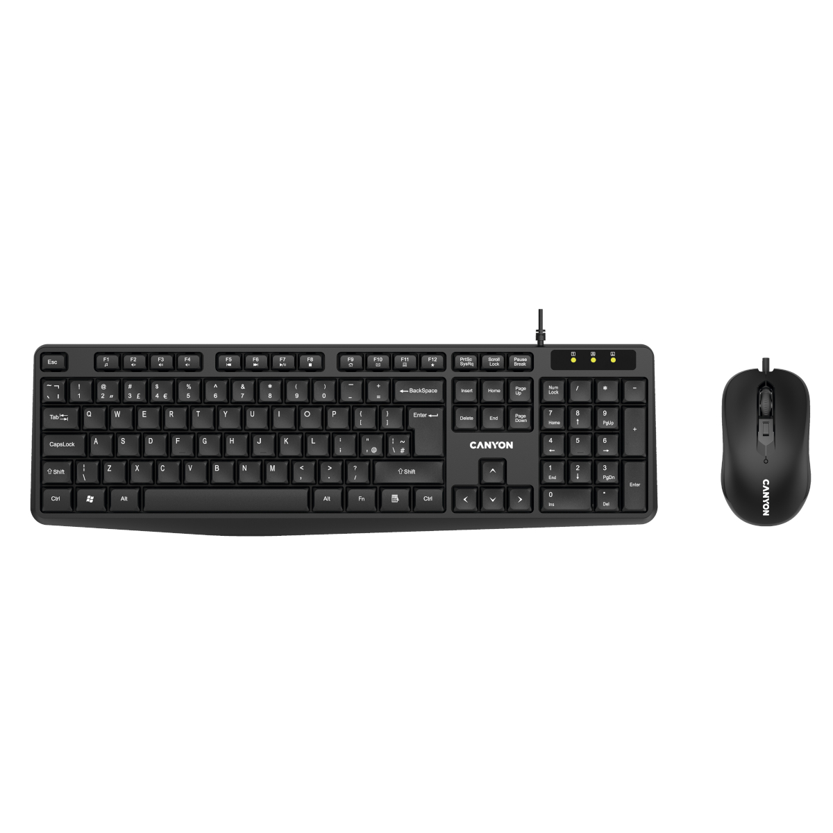 Canyon Tastatur und Maus SET-1, Kabelgebunden, DE-Layout Spritzwassergeschützt, USB-A-Anschluss, Mausauflösung - 1600 DPI von Canyon