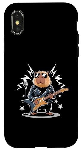 Hülle für iPhone X/XS Capybara Gitarrist Capybaras E-Gitarrenspieler von Capybara Capybaras Lover Gifts