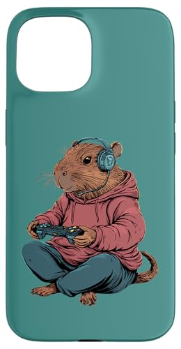 Hülle für iPhone 15 Capybara Gamer Kopfhörer Videospiel für Teenager und Spieler von Capybara Gamer Animal Zone Video Game Fans Apparel