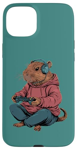 Hülle für iPhone 15 Plus Capybara Gamer Kopfhörer Videospiel für Teenager und Spieler von Capybara Gamer Animal Zone Video Game Fans Apparel