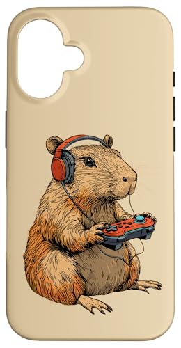 Hülle für iPhone 16 Capybara Gamer Kopfhörer Videospiel für Teenager und Spieler von Capybara Gamer Animal Zone Video Game Fans Apparel