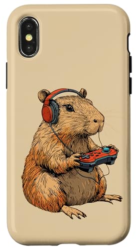 Hülle für iPhone X/XS Capybara Gamer Kopfhörer Videospiel für Teenager und Spieler von Capybara Gamer Animal Zone Video Game Fans Apparel