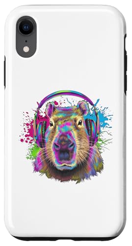 Hülle für iPhone XR Capybara mit Kopfhörer von Capybara Splash Kleidung & Co