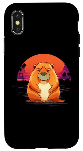 Hülle für iPhone X/XS Capybara Nagetier Retro von Capybaras Animal Design Ideas