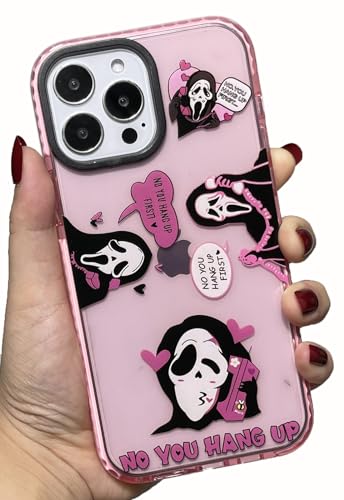 Niedliche Totenkopf-Skelett-Schutzhülle für iPhone 13 Pro Max, Scream Horror-Film bedruckt, weiches TPU, klar, Kawaii, stoßfest, für Frauen und Mädchen, coole lustige Cartoon-Halloween-Handyhüllen für von Caqvkcs