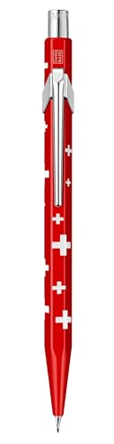 Caran d'Ache Metal-X Minenhalter Basic mit schweizer Flagge Metallgehäuse für 0,7 mm Bleistift-Minen, Länge: 12,5 cm, 0844.253, Rot von Caran d'Ache