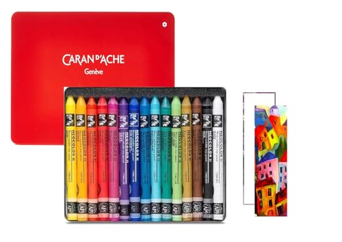 Caran d'Ache Neocolor II, Aquarell-Wachsmalstifte, Aquarellstifte, 15 Stück und 2 Karten von Caran d'Ache