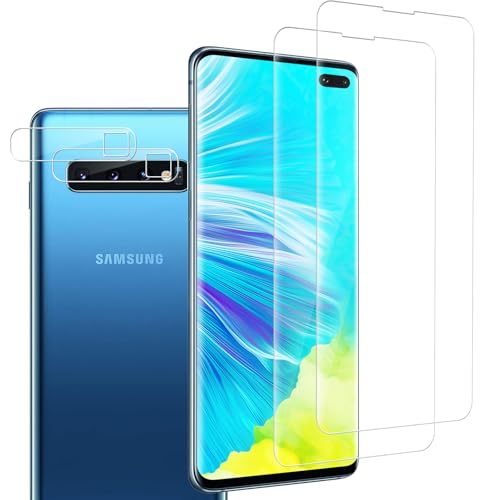 2 Stück für Panzerglas für Samsung Galaxy S10 Plus Schutzfolie & 2 Stück Kameraschutz, HD Klar Panzer Glas für Galaxy S10 Plus Schutzglas, Fingerabdruck-ID Displayschutz für S10+ Panzerfolie von Carantee