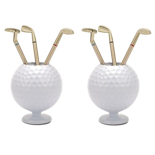 Carriere Golfball-Stifthalter, Golfmodell-Stifthalter mit 3 Golf-Kugelschreibern, für Männer, Väter, Golfspieler, Golfliebhaber, Langlebig, Einfach zu Installieren, Weiß, 2 Stück von Carriere