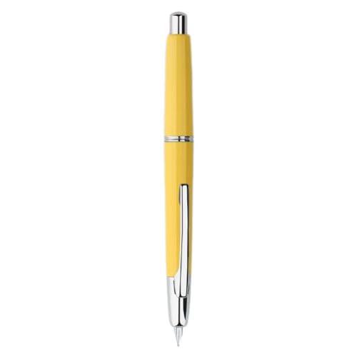 Carriere Press Resin FüLlfederhalter, Extra Feine Spitze, 0,4 mm Tintenstift-Konverter zum Schreiben Von Geschenken, Gelb (Silberclip) von Carriere