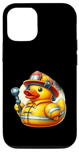 Hülle für iPhone 12/12 Pro Gummiente Badeente, Ente Als Feuerwehrmann mit Taschenlampe von Cartoon Rubber Duck Fireman Cartoon Design