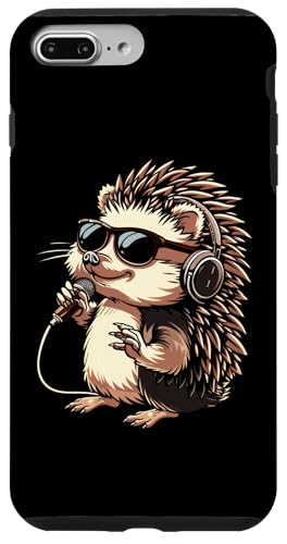 Hülle für iPhone 7 Plus/8 Plus Niedlicher Igel-DJ mit Mikrofon singend von Cartoon Sunglasses Headphones Cute animal