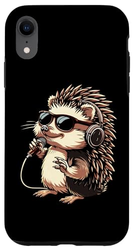 Hülle für iPhone XR Niedlicher Igel-DJ mit Mikrofon singend von Cartoon Sunglasses Headphones Cute animal