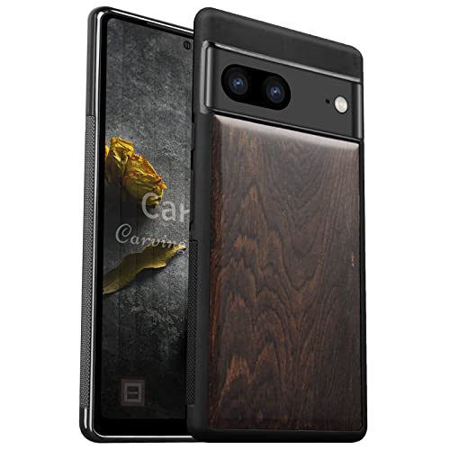 Carveit Holz Handyhülle für Google Pixel 7 Cover [Einzigartiges Design Case] Stoßstange hülle Kompatibel mit Google Pixel 7 Stilvolle Aussehen Hülle（Dunklesholz-Schlichtem Holz） von Carveit