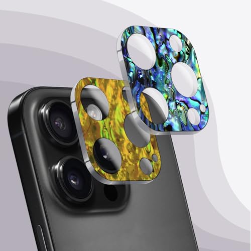 Carveit Kameraschutz kompatibel mit iPhone 16 Pro/16 Pro Max Kamera Schutzfolie, Muschel Objektiv Schutz Folie, 9H Glas Schutzglas Camera Protector (Lebhaft+Gold) [2 Stücke] von Carveit